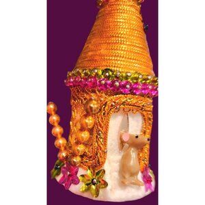 Vintage Handmade Push Pin Christmas Ornament Mid Century Retro Kitsch Hours of W